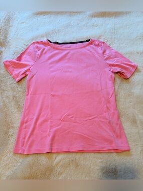 Charter Club Pink Supima Cotton Button Shoulder Tee
